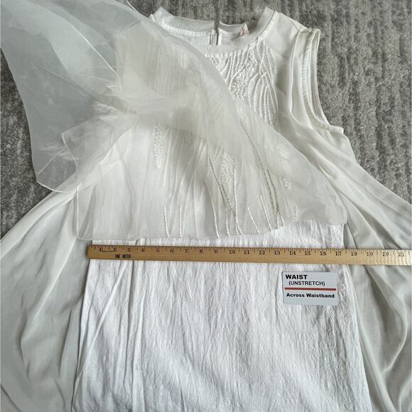 Unbranded Minimalist White Dress Women Size M Sleeveless Overlay Embroidered - Picture 8 of 16